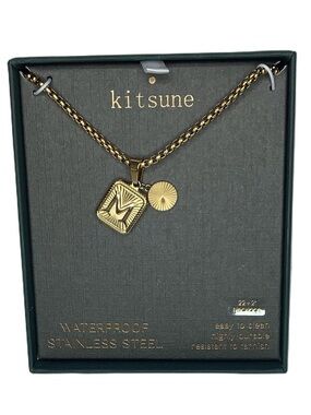 Kitsune Men’s Initial Letter M Goldtone Stainless Steel Necklace New